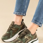 Chunky sneakers σε συνδυασμό υλικών ΠΡΑΣΙΝΟ