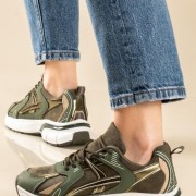 Chunky sneakers σε συνδυασμό υλικών ΠΡΑΣΙΝΟ