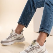 REFRESH Γυναικεία sneakers σε συνδυσμούς χρωμάτων ΑΣΠΡΟ/ΓΚΡΙ