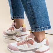 REFRESH Γυναικεία sneakers σε συνδυσμούς χρωμάτων ΑΣΠΡΟ/ΡΟΖ