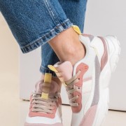 REFRESH Γυναικεία sneakers σε συνδυσμούς χρωμάτων ΑΣΠΡΟ/ΡΟΖ