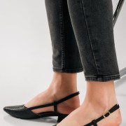 Slingback μυτερές μπαλαρίνες ΜΑΥΡΟ