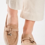 Flat suede loafers με διακοσμητικό ΠΟΥΡΟ