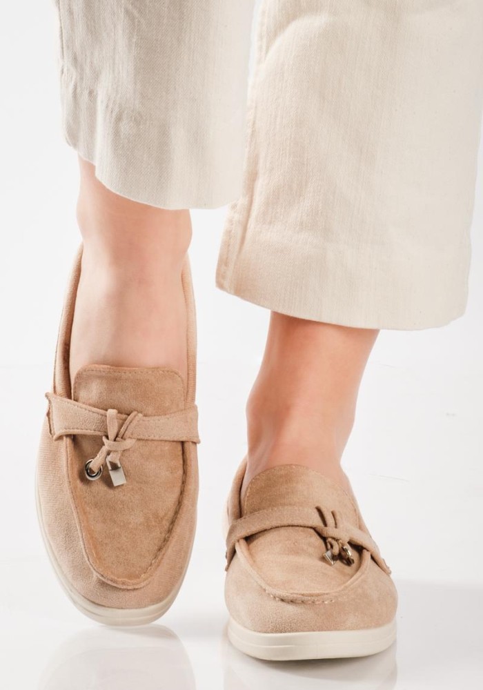 Flat suede loafers με διακοσμητικό ΠΟΥΡΟ