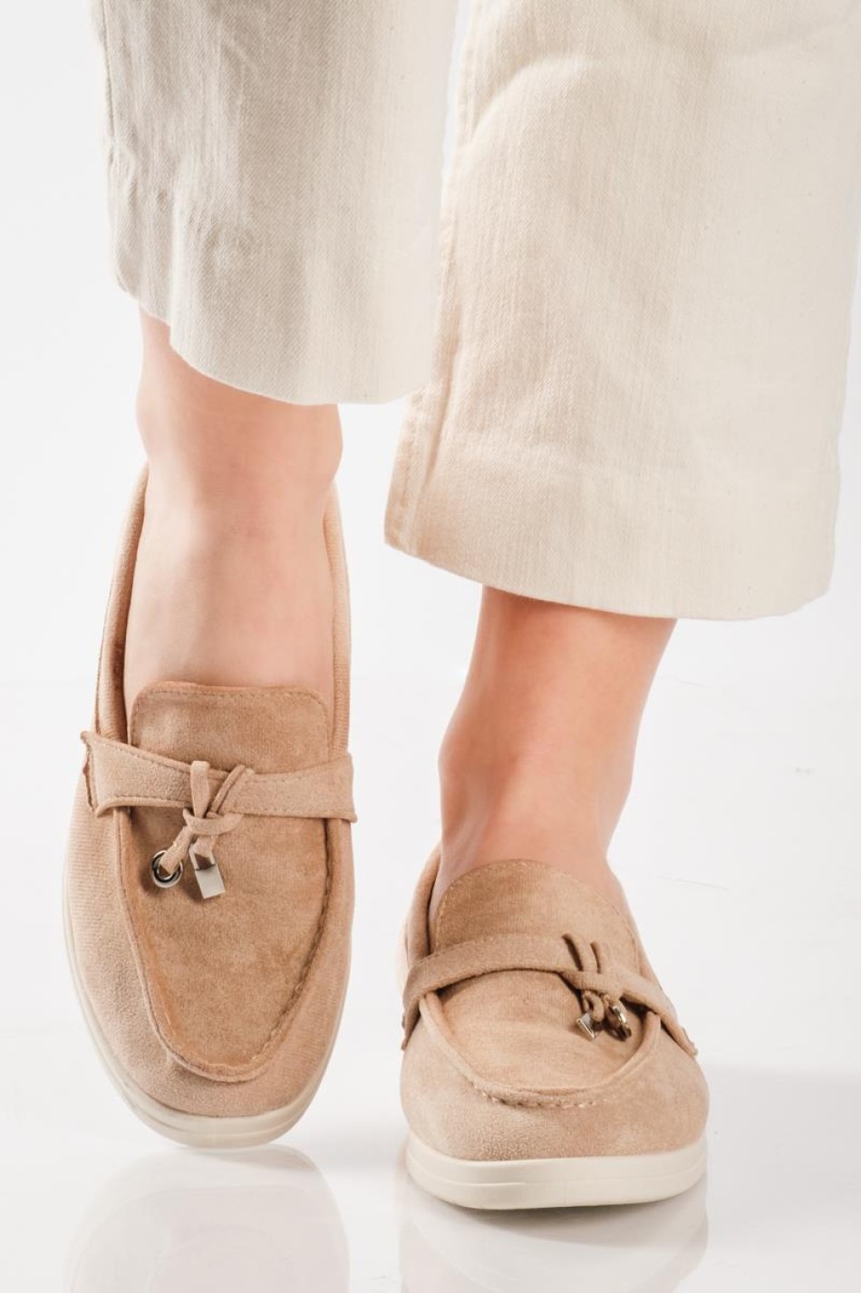 Flat suede loafers με διακοσμητικό ΠΟΥΡΟ