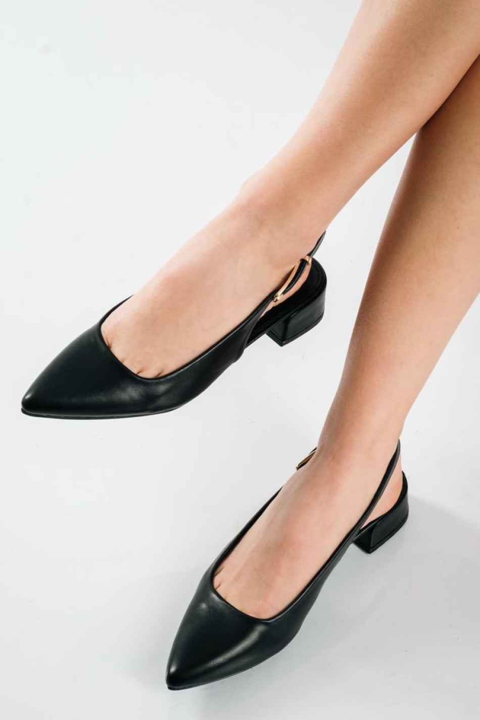 Slingback basic μυτερές γόβες ΜΑΥΡΟ