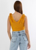 V-Cut Crop Top με Βολάν 402.0845-TOP