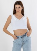 V-Cut Crop Top με Βολάν 402.0845-TOP