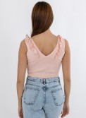 V-Cut Crop Top με Βολάν 402.0845-TOP