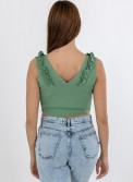 V-Cut Crop Top με Βολάν 402.0845-TOP