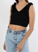 V-Cut Crop Top με Βολάν 402.0845-TOP