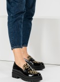 Chunky loafers λουστρίνι με animal print λεπτομέρειες 377.62-LU