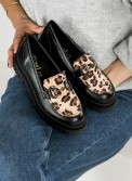 Chunky loafers με pony skin animal print 185.1217-L