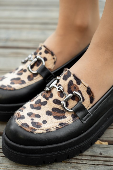 Chunky loafers με pony skin animal print 185.1217-L