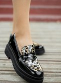 Chunky loafers λουστρίνι με animal print λεπτομέρειες 377.62-LU