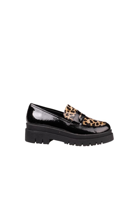 Chunky loafers λουστρίνι με animal print λεπτομέρειες 377.62-LU